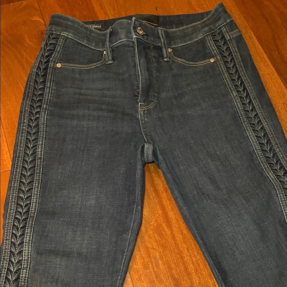 High Rise Skinny Jeans with Braided Sides